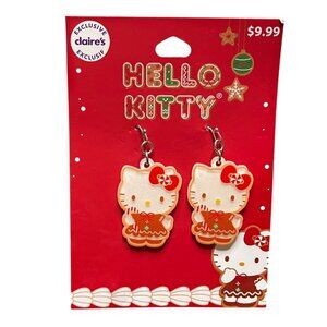 Claire's Hello Kitty Christmas Earrings Dangle Charm Holiday Gingerbread 2"‎